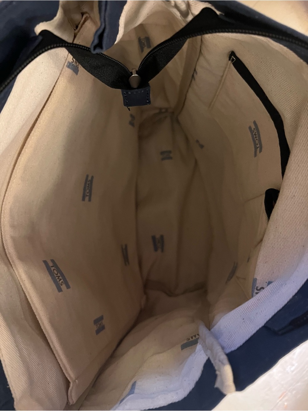 TOMS Navy Backpack with Black Accent Strap - Picture 7 of 10